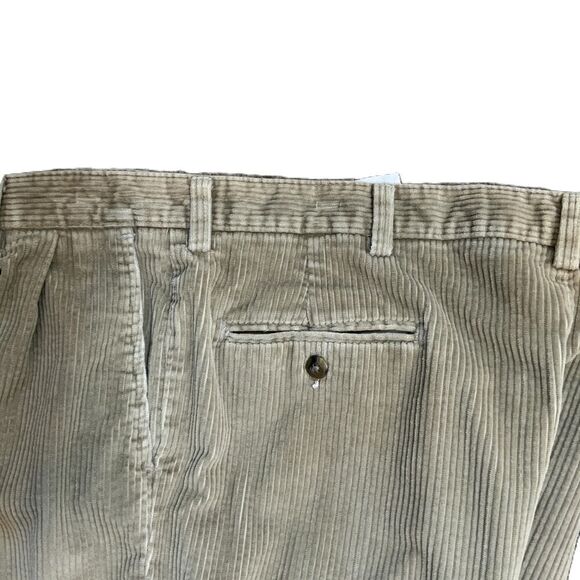 Haggar Beige Corduroy Belt Loops Back Pockets VTG Preppy Academia Pants Sz 36X30 - Picture 2 of 12